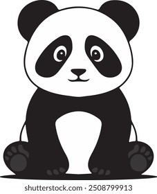 Silhueta de panda na arte vetorial com fundo branco cor, peluche de panda vetor bonito