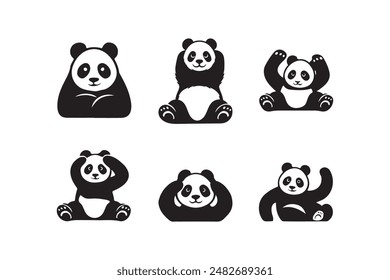 Panda silhouette vector illustration art
