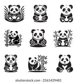 Panda silhouette vector illustration art
