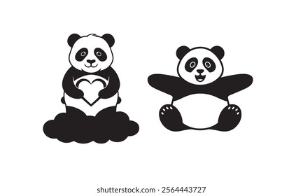 Panda silhouette vector illustration art