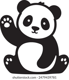 Ilustración vectorial de silueta de panda sobre fondo blanco