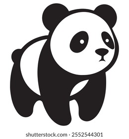 Panda silhouette vector illustration on white background, cute panda vector art