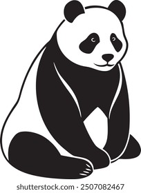 A panda silhouette vector on white background
