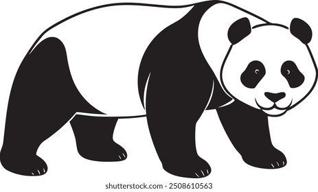 A panda silhouette vector on white background