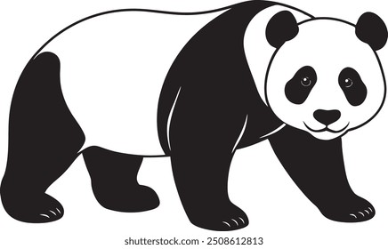A panda silhouette vector on white background.
