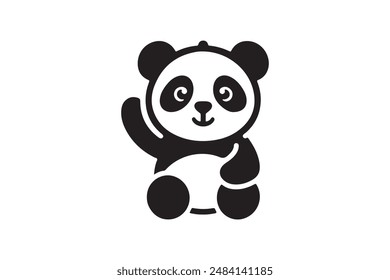 Vector de silueta de panda con fondo blanco 