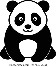 Panda silhouette vector with white background