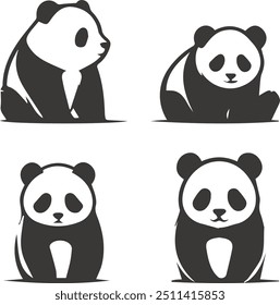 Panda Silhouette Wild Animal Illustration Design Vector Art