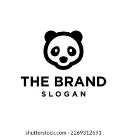 Panda simple línea icono logo diseño vector, logotipo moderno diseño pictograma diseño de oso blanco y negro lindo panda