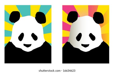 Panda, simple and version with gradient. Vector illustration.