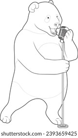 Panda Singer Microphone Music Animal Vector Graphic Art Illustration