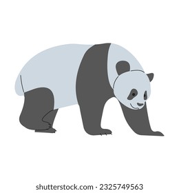 Panda Single 9 cute on a white background, vector illustration