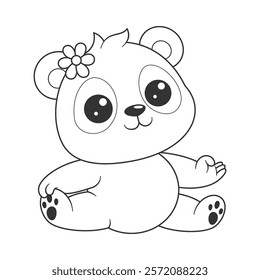 Panda sits and does yoga movements for coloring