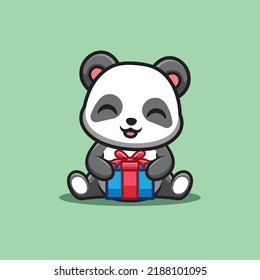 Panda Sitting Geschenkbox Cute Creative Kawaii Cartoon Mascot Logo