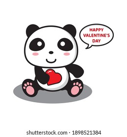 panda sitting holding love said happy valentine day