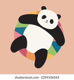 Panda sitting on a circle multicolor