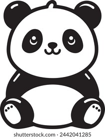 panda silhouette┃cute panda sitting on the ground 