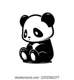 A panda sitting on a white background