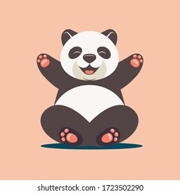 Panda is sitting. Vector illustration of the panda bear in simple style.