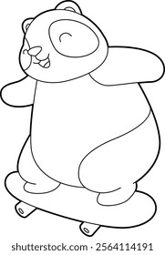 Panda Skater Skateboard Animal Vector Graphic Art Illustration