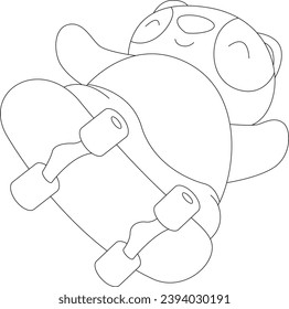 Panda Skater Skateboard Sports Animal Vector Graphic Art Illustration