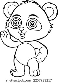 panda sketch line vector illustration isolated on white background