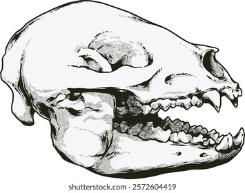 Panda Skull Digital Hand drawn Line art Sketch Vector illustration black and white