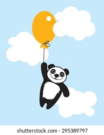 Panda in the sky vector illustration