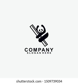 Panda Sleep With Bamboo Logo Design Template. Modern Design. Panda Logo. Vector Illustration