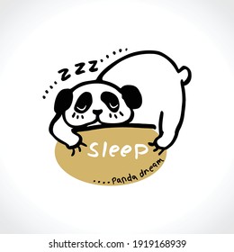 Panda sleep. Funny positive vector illustration panda dream. Sleep smile. Vector template for postcards, t-shirt print, etc. Cute card