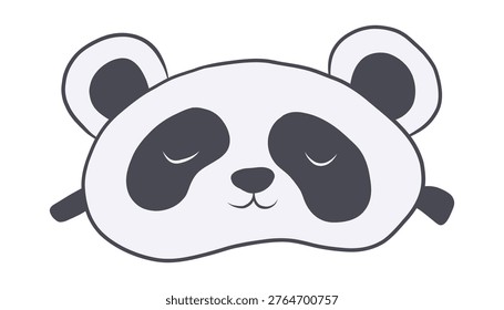 Panda sleep mask hand drawn animal illustration for pajama day, slumber party and sleeping theme designs.