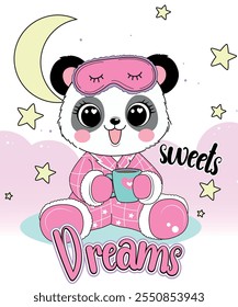 panda sleep moon star girl magic