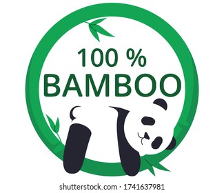 
Panda is sleeping on a bamboo branch. Logo. Vector illustration in flat style.100% bamboo