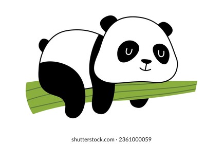 Panda Sleeping On Bamboo Vector Illustration