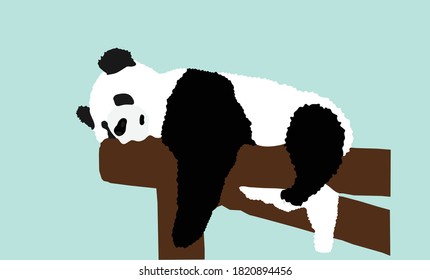 a panda sleeping on a branch