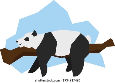 panda sleeping on a branch