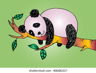  Panda sleeping on a branch