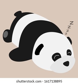 Panda sleeping on a brown background