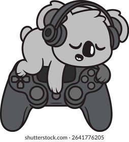 Panda is sleeping on a controller, illustration, Tattoo Designs With Images Style and Vector Art