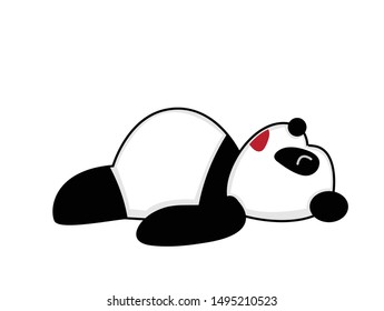 Panda is sleeping on white background