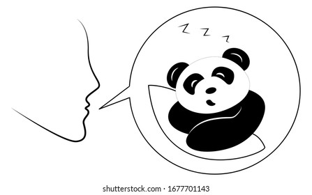 Panda sleeps illustration symbol icon isolated face design shape smile happy emotion