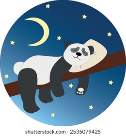 Panda sleeps in a tree