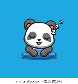 Panda Sleepy Cute Creative Kawaii Cartoon Mascot Logo