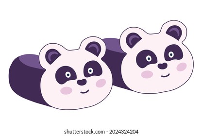 panda slippers vector. Illustration for printing, backgrounds, wallpapers, covers, packaging, greeting cards, posters, stickers, textile and seasonal design. Isolated on white background