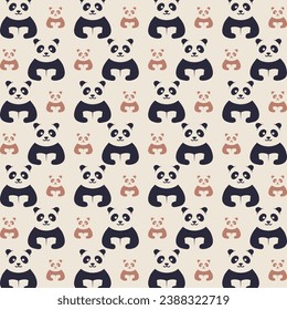 Panda smart seamless pattern design vector illustration background
