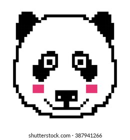 Panda Smile Face Pixel Art