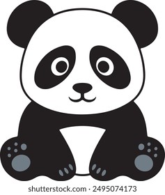 panda with a smile, shy looking