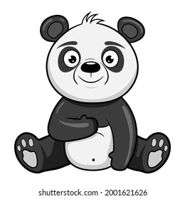 The panda smiles and shows like. Vector illustration in cartoon style. Sticker.