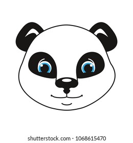 Panda. The smiley head. Emotion confident isolated on white background. Vector illustration in cartoon style.  Communication, print, Internet, chat