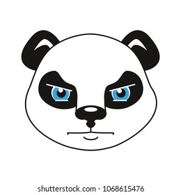 Panda. The smiley head. Emotion determined isolated on white background. Vector illustration in cartoon style.  Communication, print, Internet, chat